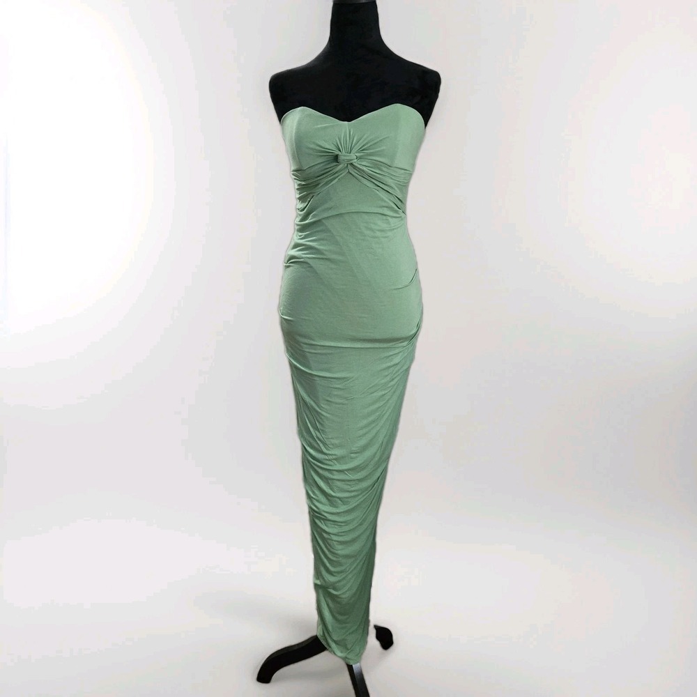 Rubber Duchy Womens Maxi Dress Size S Green Strapless‎ Ruched  Stretch USA